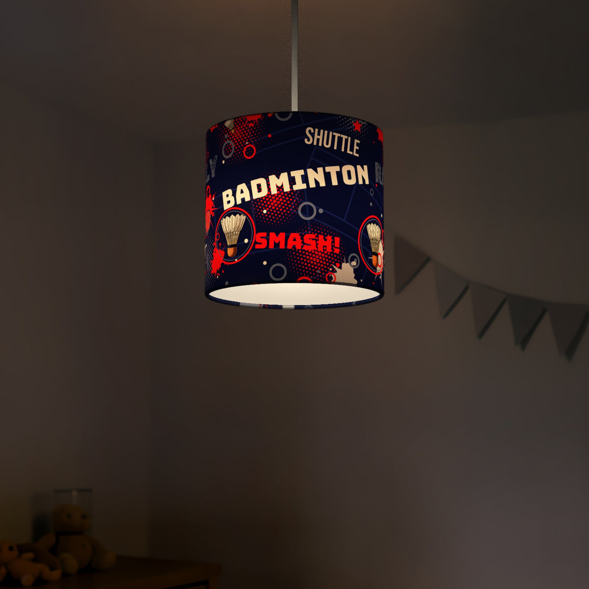 Navy Badminton Smash II lampshade - 20cm x 18.5cm Ceiling - photo 5