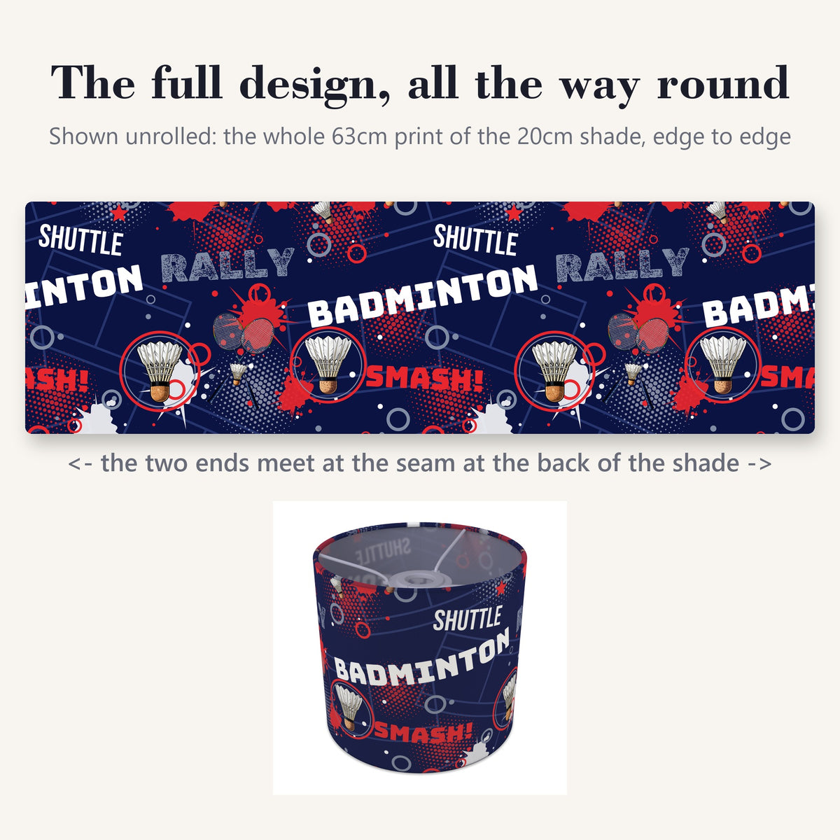 Navy Badminton Smash II lampshade - 20cm x 18.5cm Ceiling - photo 9