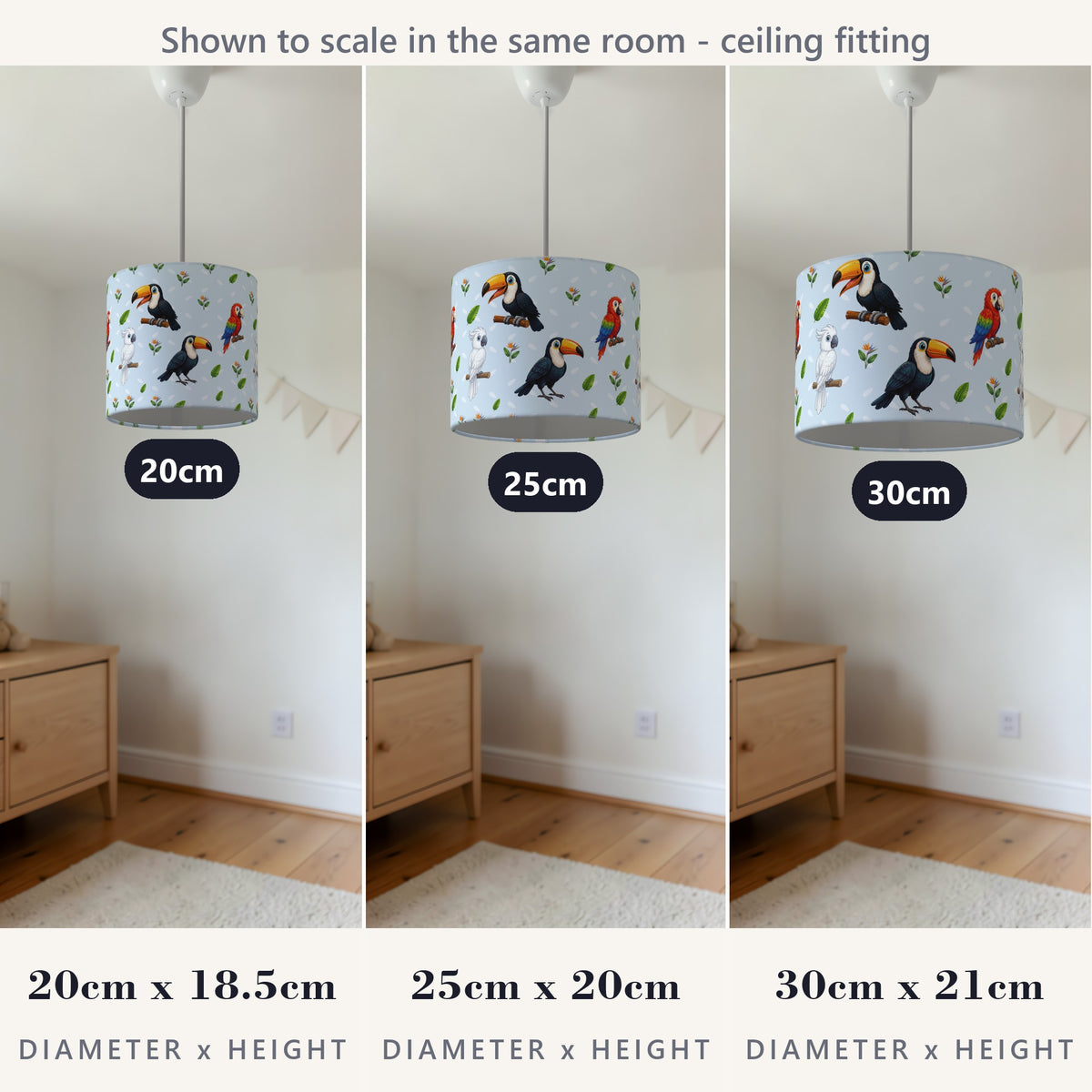 Sky Bird Friends II lampshade - 20cm x 18.5cm Ceiling - photo 4