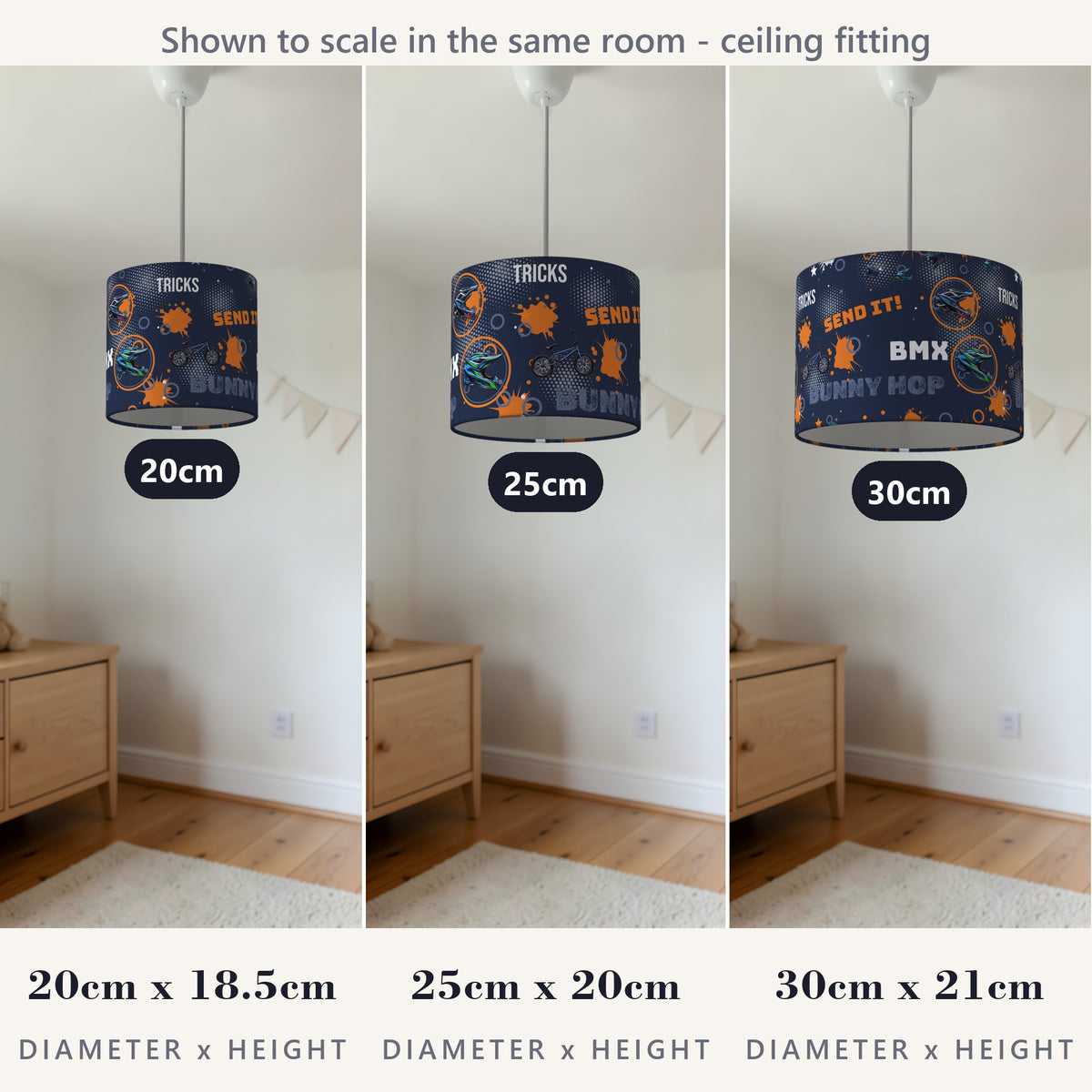 Navy And Orange BMX II lampshade - 20cm x 18.5cm Ceiling - photo 4