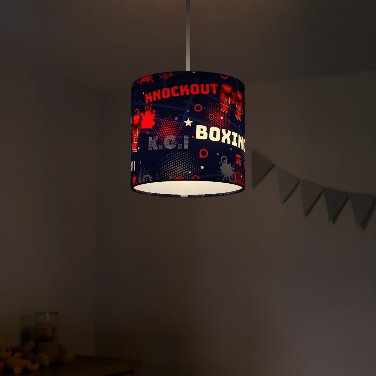 Navy Knockout Boxing II lampshade - 20cm x 18.5cm Ceiling - photo 5