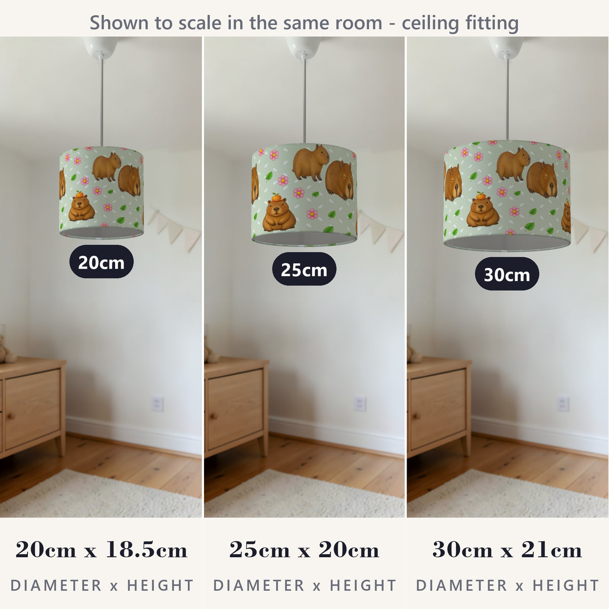 Sage Capybara Chill II lampshade - 20cm x 18.5cm Ceiling - photo 4
