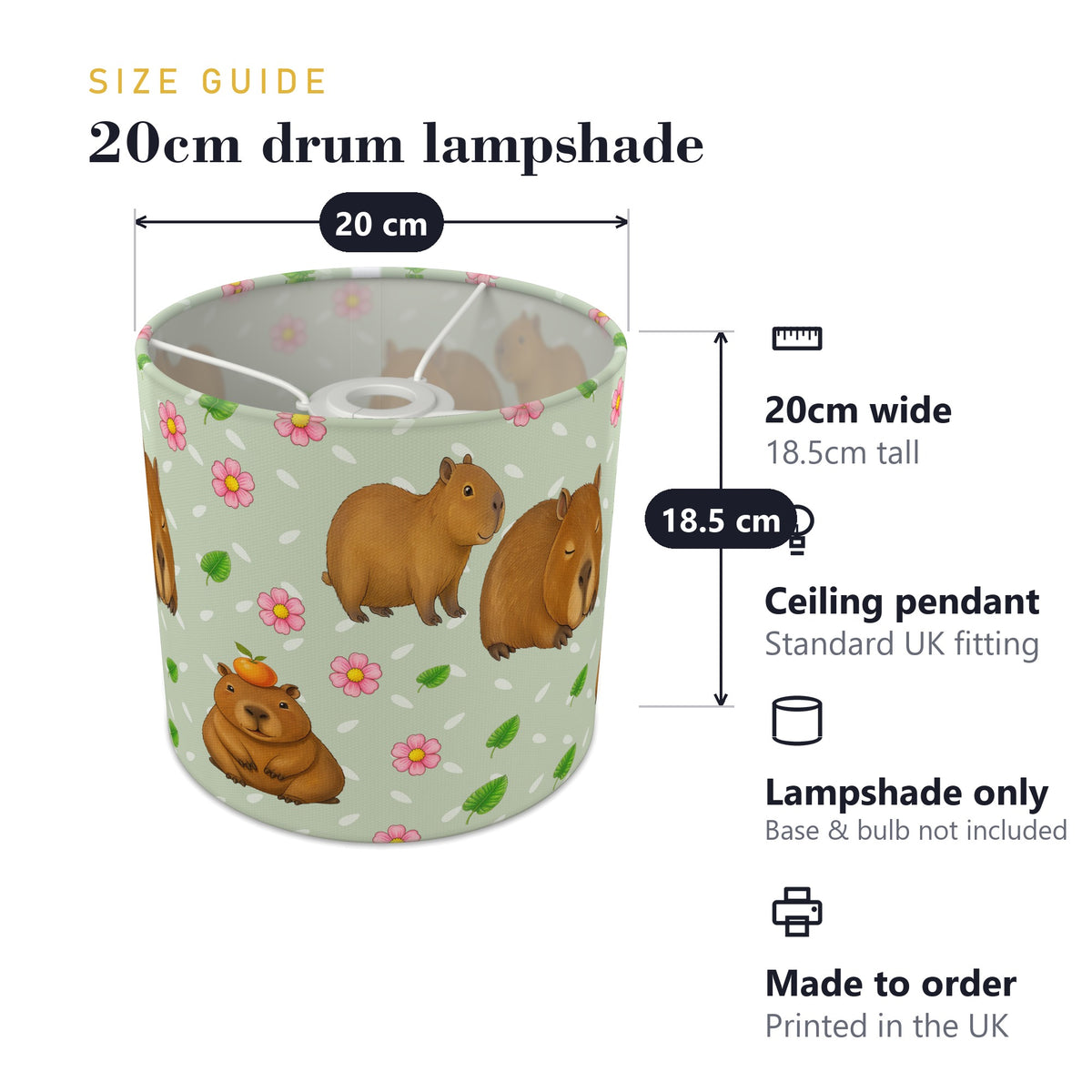 Sage Capybara Chill II lampshade - 20cm x 18.5cm Ceiling - photo 7