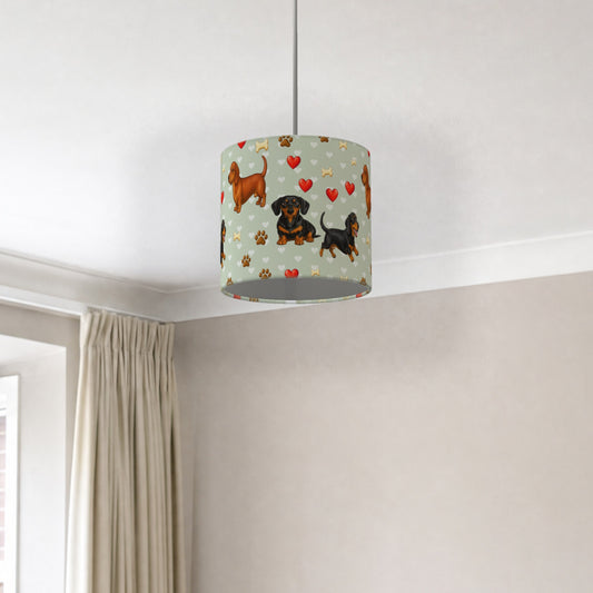 Sage Dachshund Love II lampshade - 20cm x 18.5cm Ceiling - photo 2