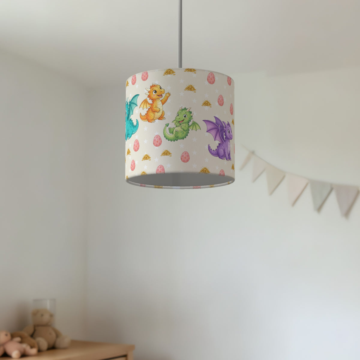 Cream Dragons II lampshade - 20cm x 18.5cm Ceiling - photo 2