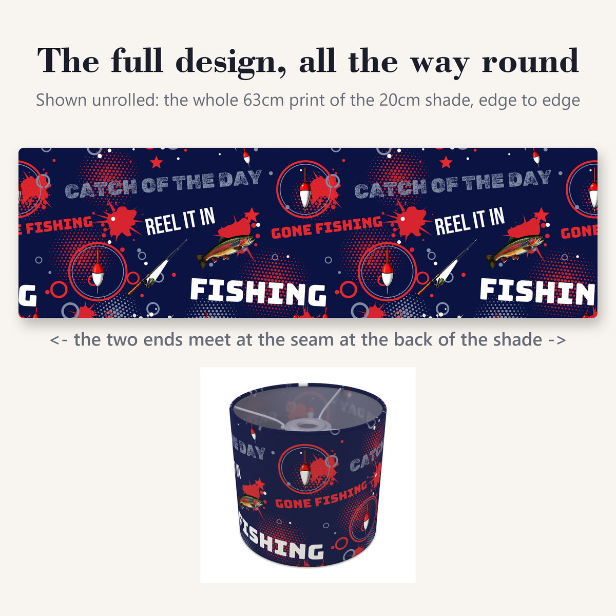Navy Reel It In II lampshade - 20cm x 18.5cm Ceiling - photo 9