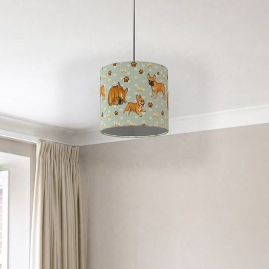 Sage French Bulldog Love II lampshade - 20cm x 18.5cm Ceiling - photo 2
