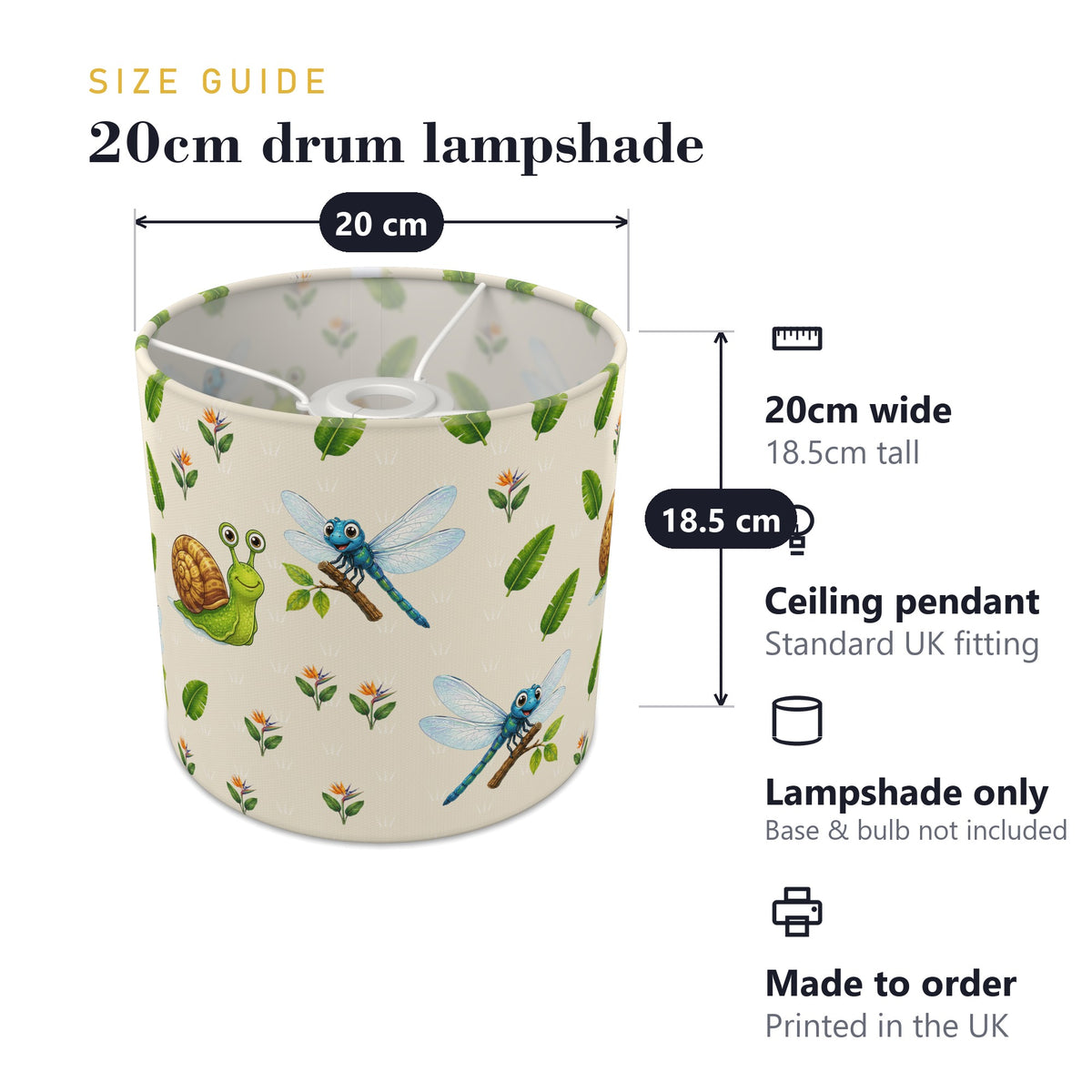 Cream Bug Friends II lampshade - 20cm x 18.5cm Ceiling - photo 7