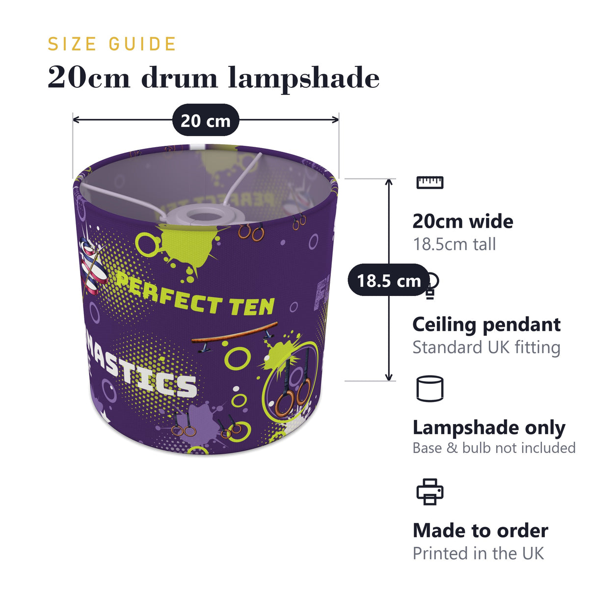 Purple Gymnastics Star II lampshade - 20cm x 18.5cm Ceiling - photo 7