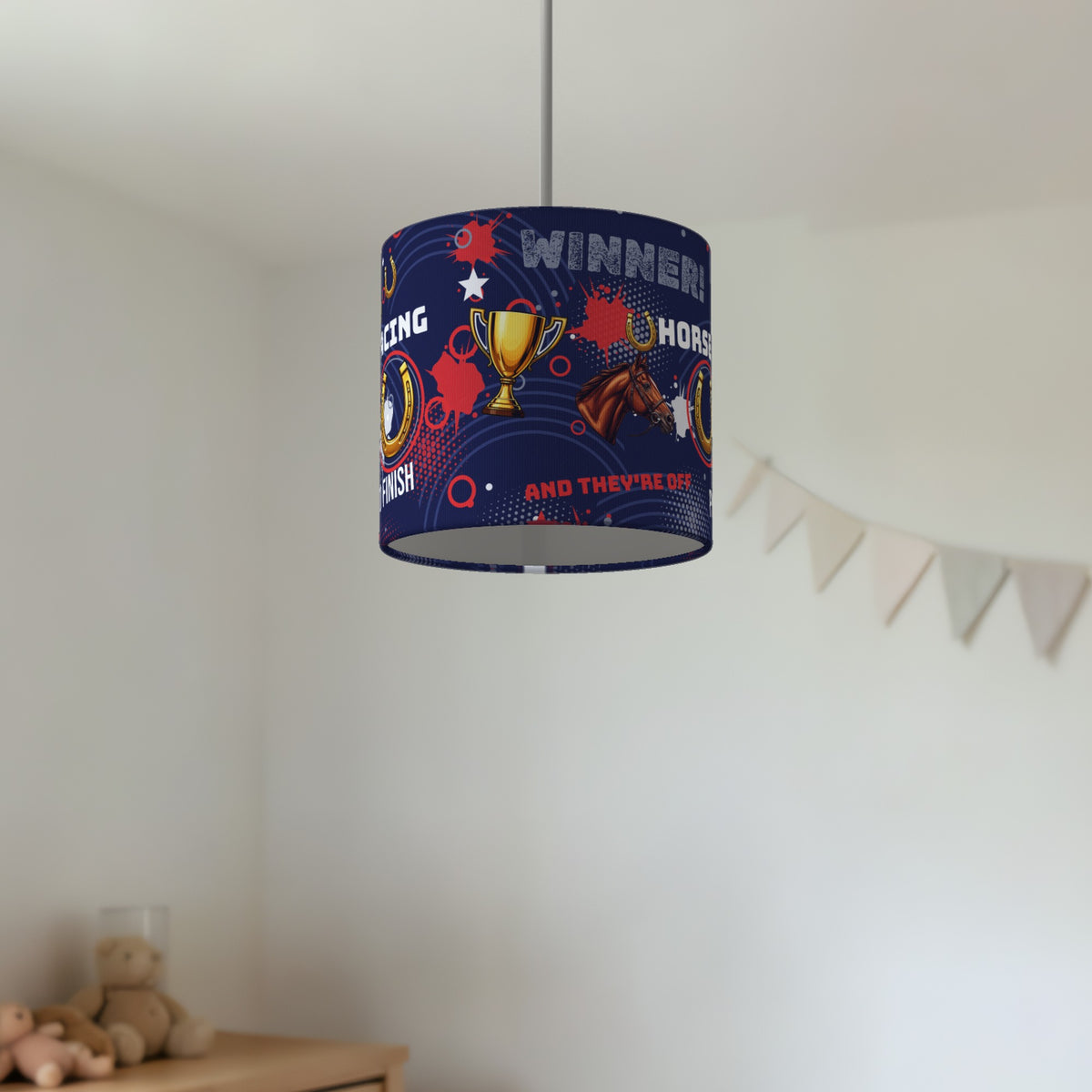 Navy And They're Off II lampshade - 20cm x 18.5cm Ceiling - photo 2