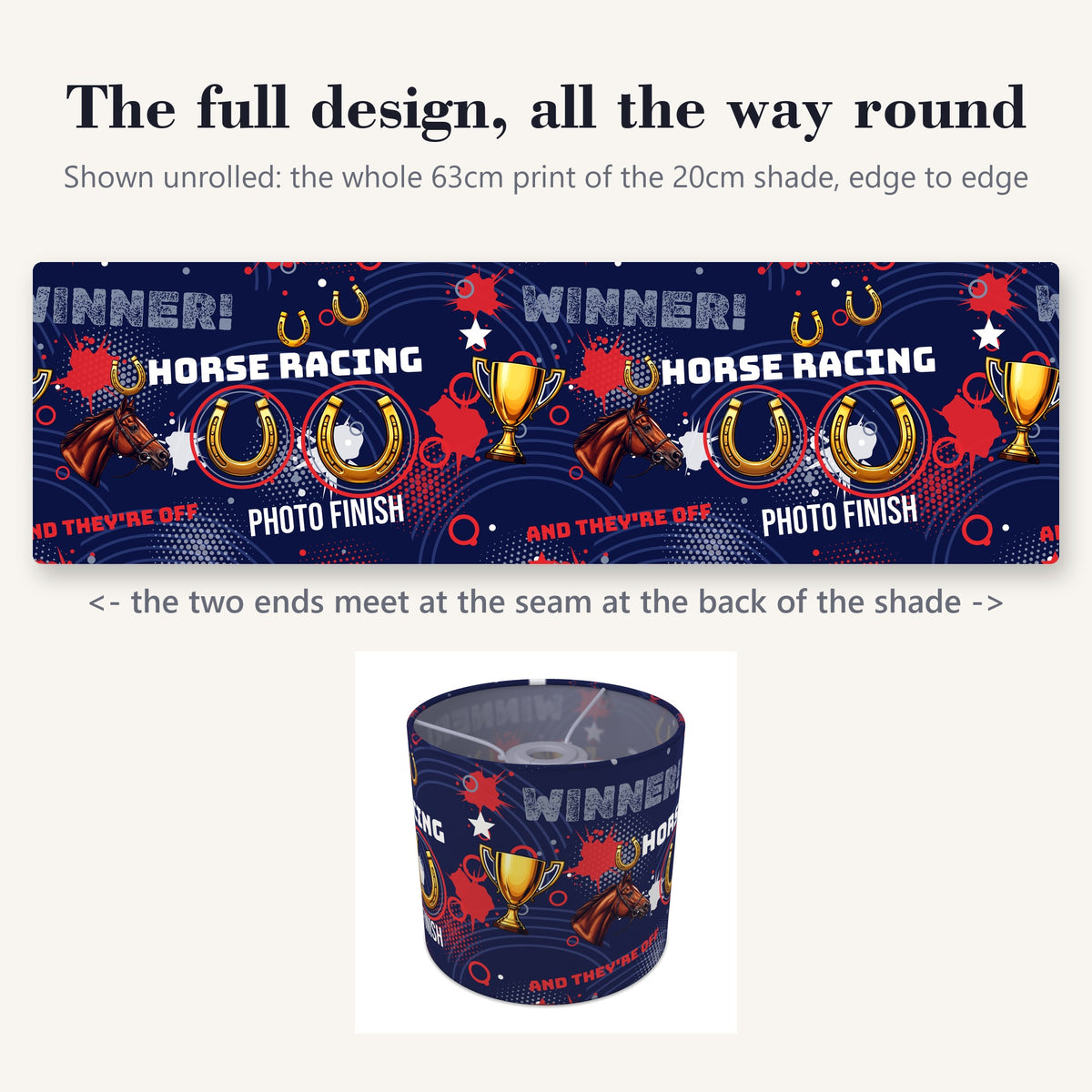 Navy And They're Off II lampshade - 20cm x 18.5cm Ceiling - photo 9