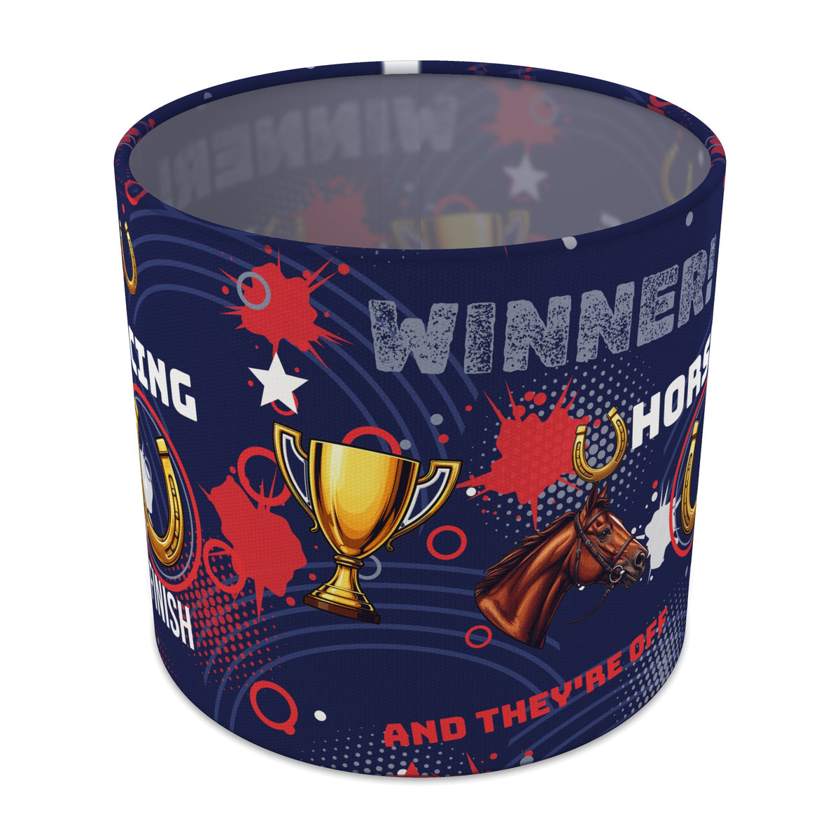 Navy And They're Off II lampshade - 20cm x 18.5cm Table