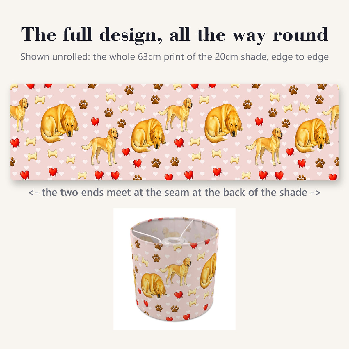 Blush Labrador Love II lampshade - 20cm x 18.5cm Ceiling - photo 9