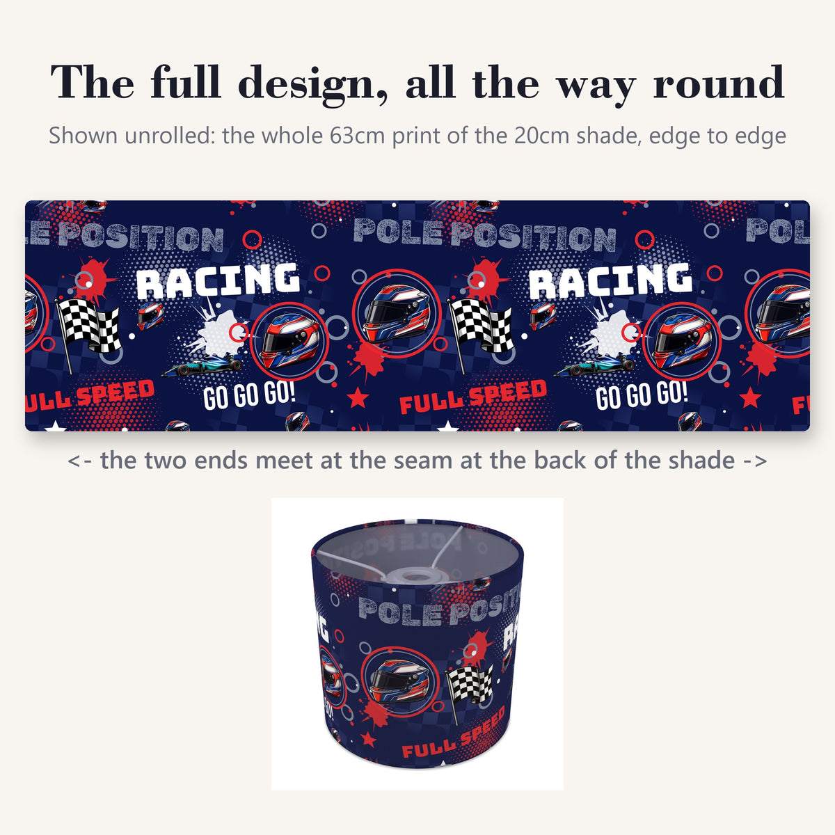 Navy Pole Position II lampshade - 20cm x 18.5cm Ceiling - photo 9