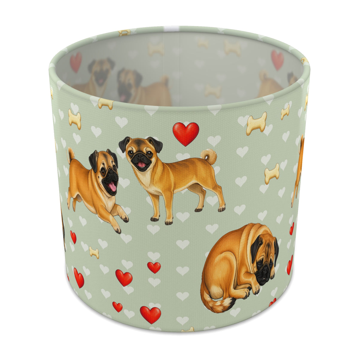 Sage Pug Love II lampshade - 20cm x 18.5cm Table