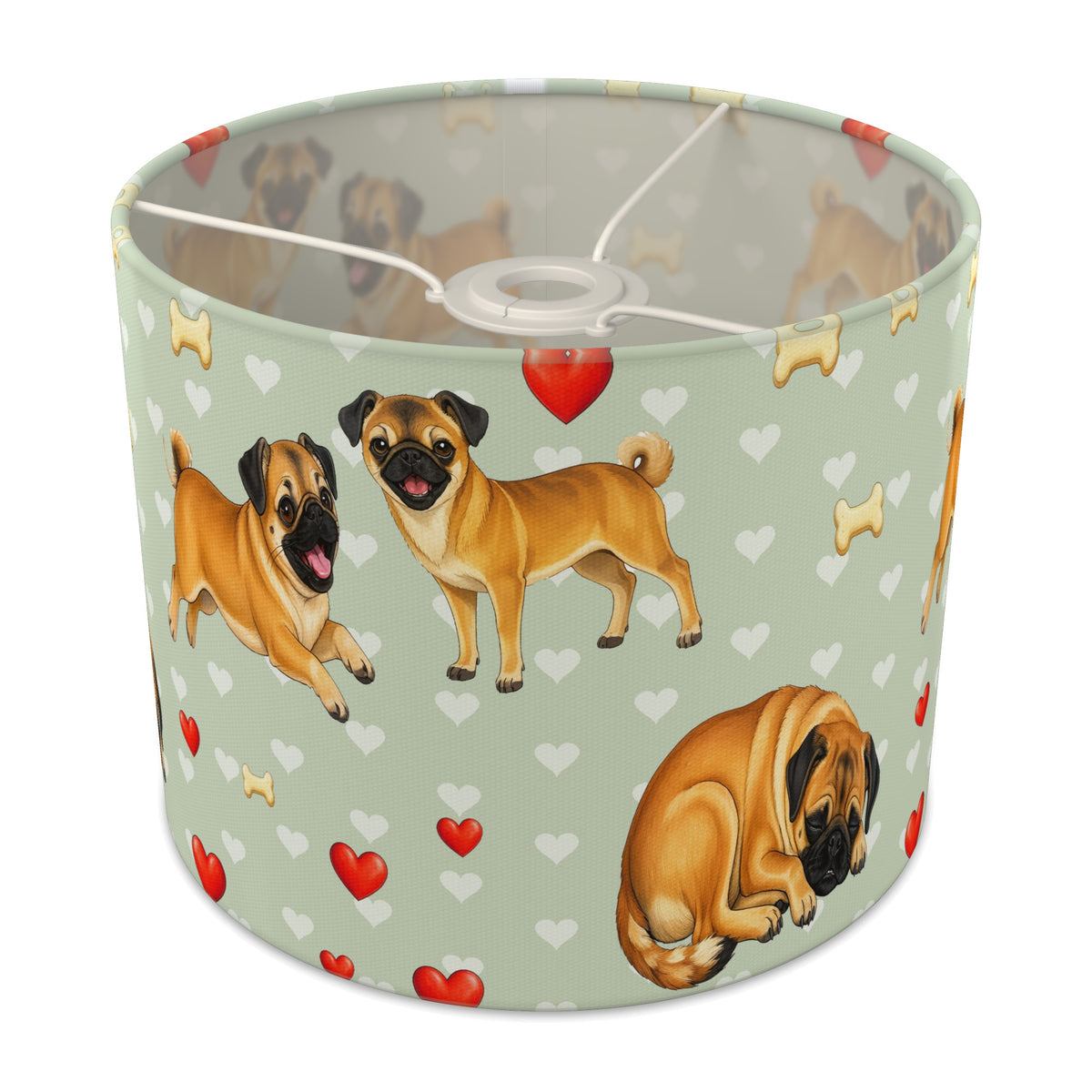 Sage Pug Love II lampshade - 25cm x 20cm Ceiling