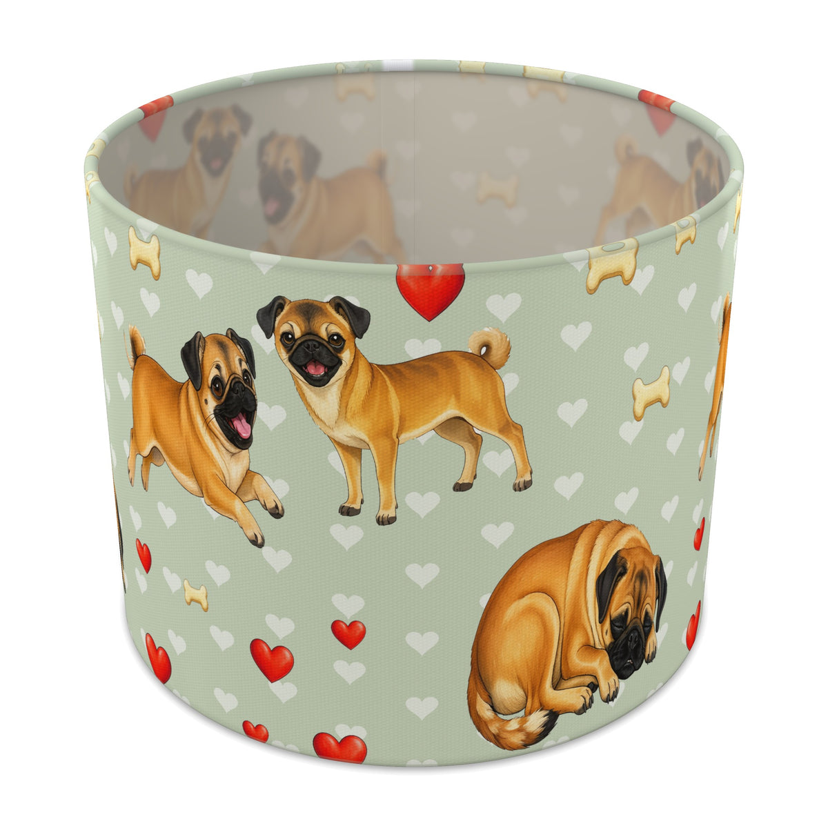 Sage Pug Love II lampshade - 25cm x 20cm Table