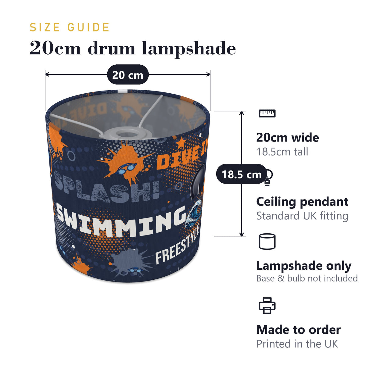 Navy Splash Swimming II lampshade - 20cm x 18.5cm Ceiling - photo 7