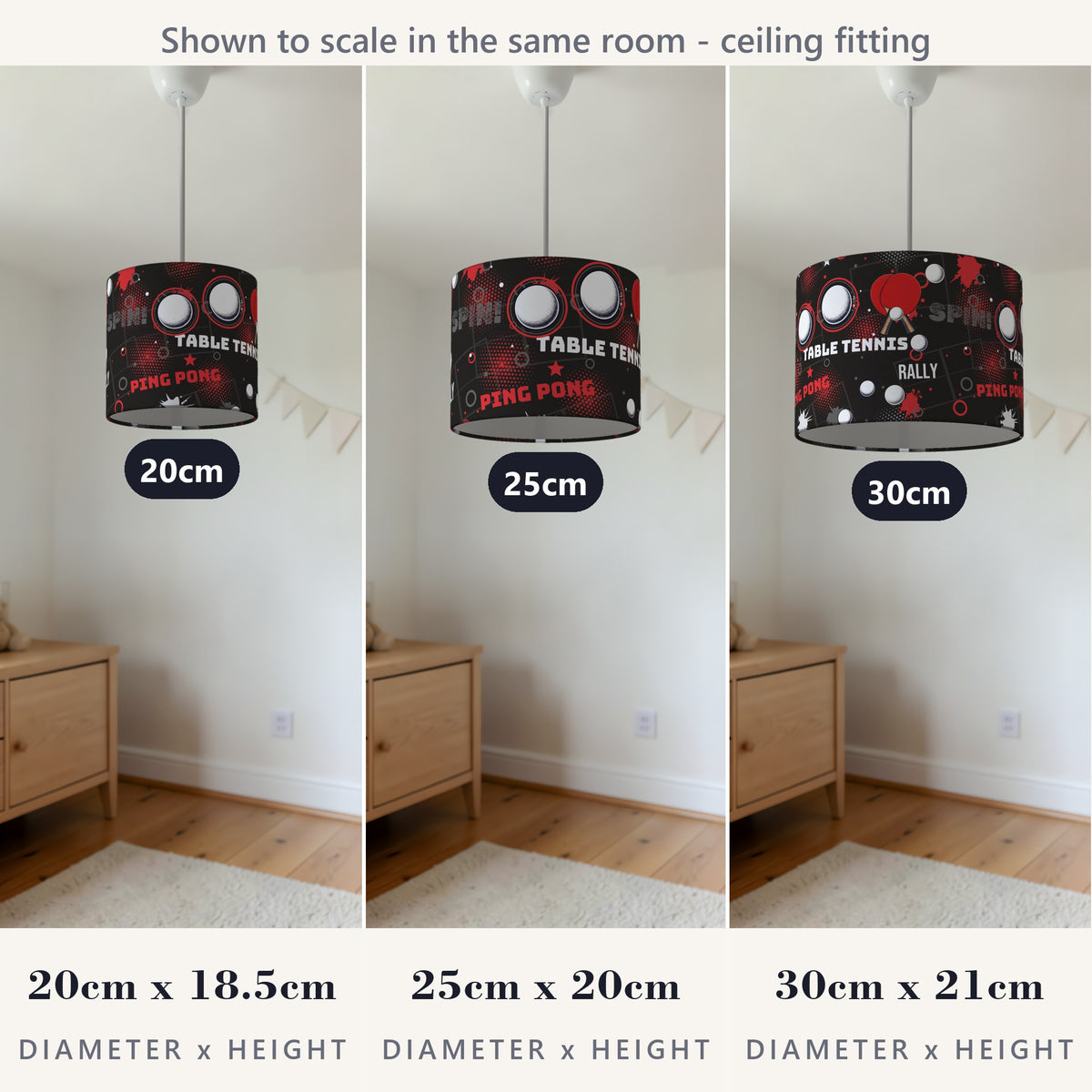 Black Ping Pong Rally II lampshade - 20cm x 18.5cm Ceiling - photo 4