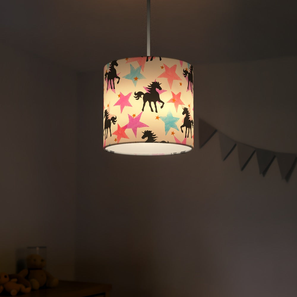 Pink Unicorn and Star Pattern lampshade