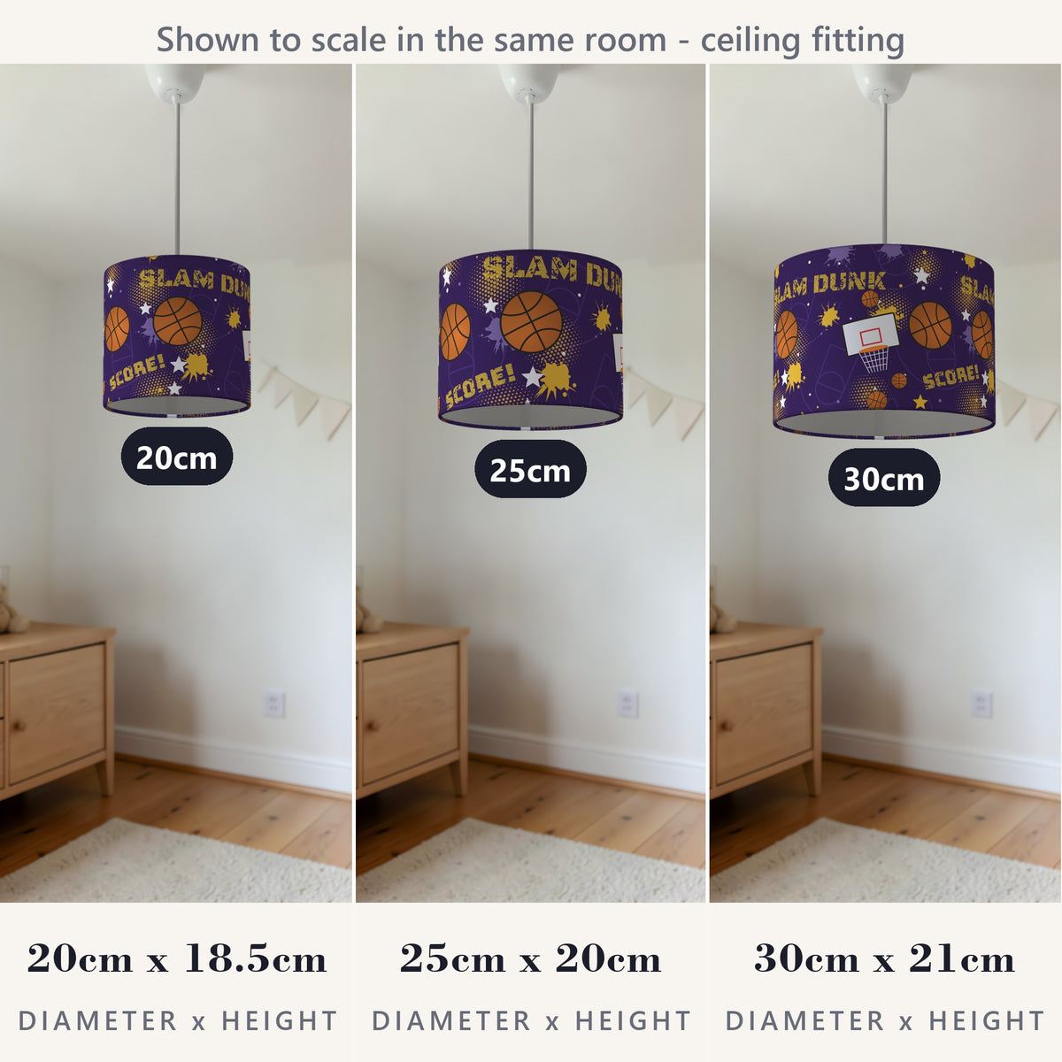 Purple Slam Dunk II lampshade - 20cm x 18.5cm Ceiling - photo 4