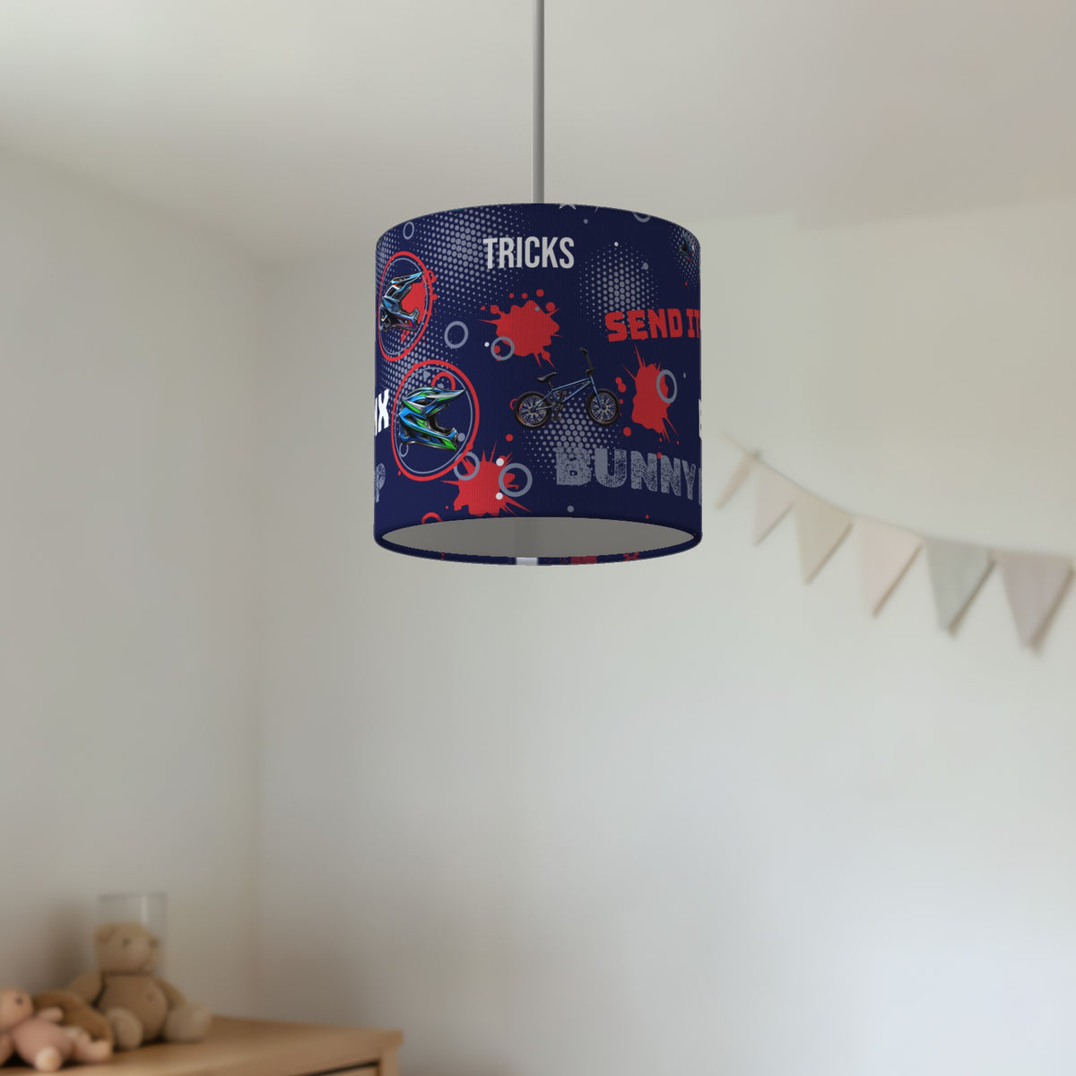Navy Blue BMX Tricks II lampshade - 20cm x 18.5cm Ceiling - photo 2