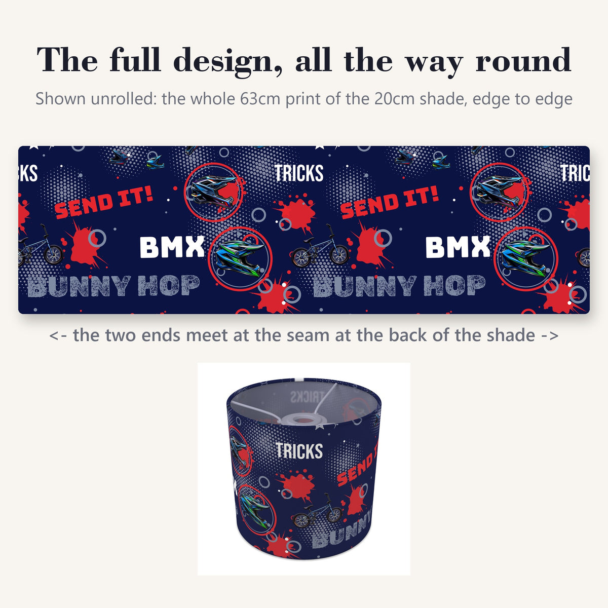 Navy Blue BMX Tricks II lampshade - 20cm x 18.5cm Ceiling - photo 9