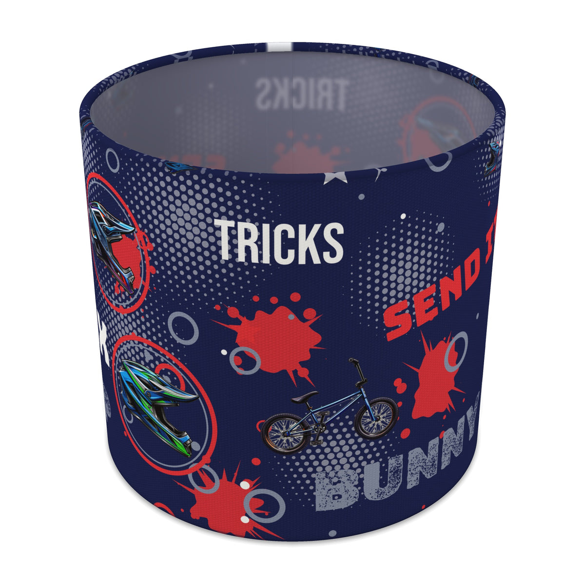 Navy Blue BMX Tricks II lampshade - 20cm x 18.5cm Table