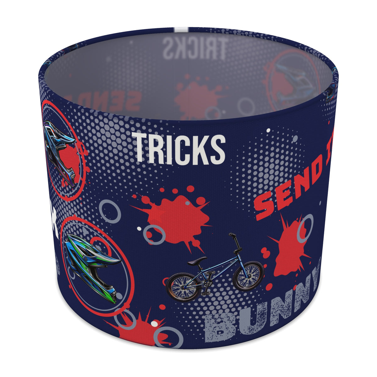 Navy Blue BMX Tricks II lampshade - 25cm x 20cm Table