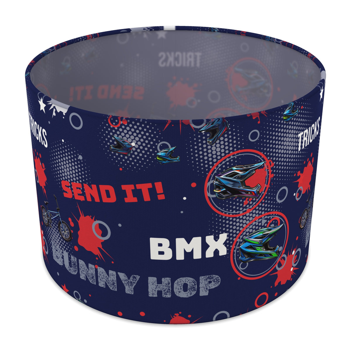 Navy Blue BMX Tricks II lampshade - 30cm x 21cm Table