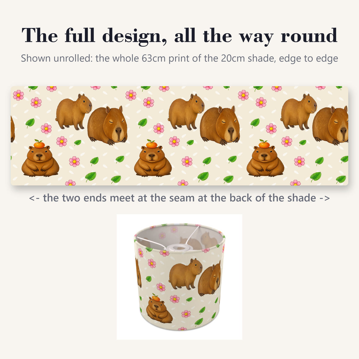 Cream Capybara Chill II lampshade - 20cm x 18.5cm Ceiling - photo 9