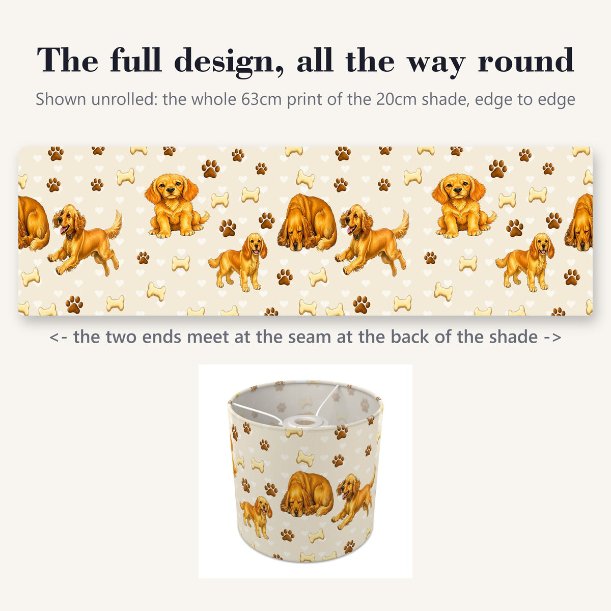 Cream Cocker Spaniel Love II lampshade - 20cm x 18.5cm Ceiling - photo 9