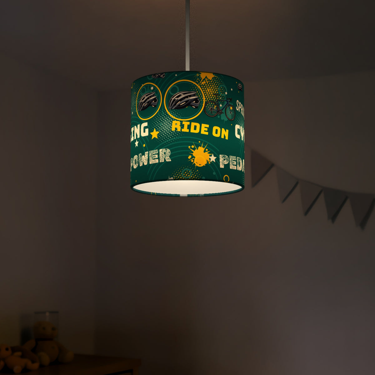 Teal Pedal Power II lampshade - 20cm x 18.5cm Ceiling - photo 5