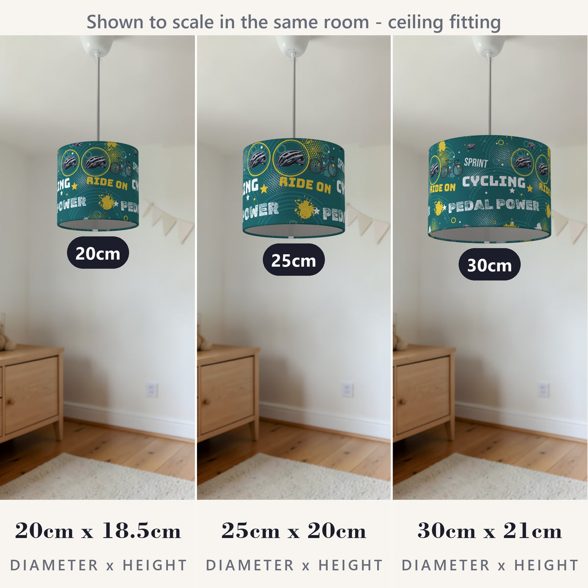 Teal Pedal Power II lampshade - 20cm x 18.5cm Ceiling - photo 4