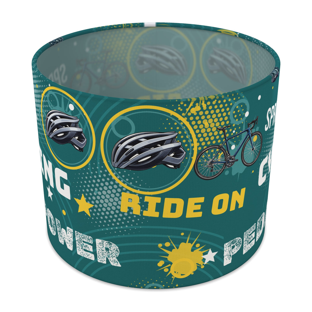 Teal Pedal Power II lampshade - 25cm x 20cm Table