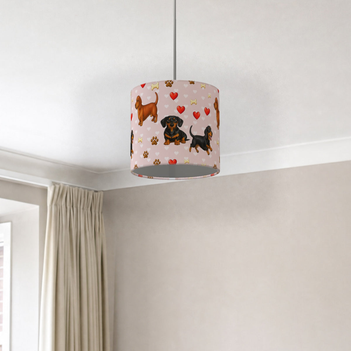 Blush Dachshund Love II lampshade - 20cm x 18.5cm Ceiling - photo 2