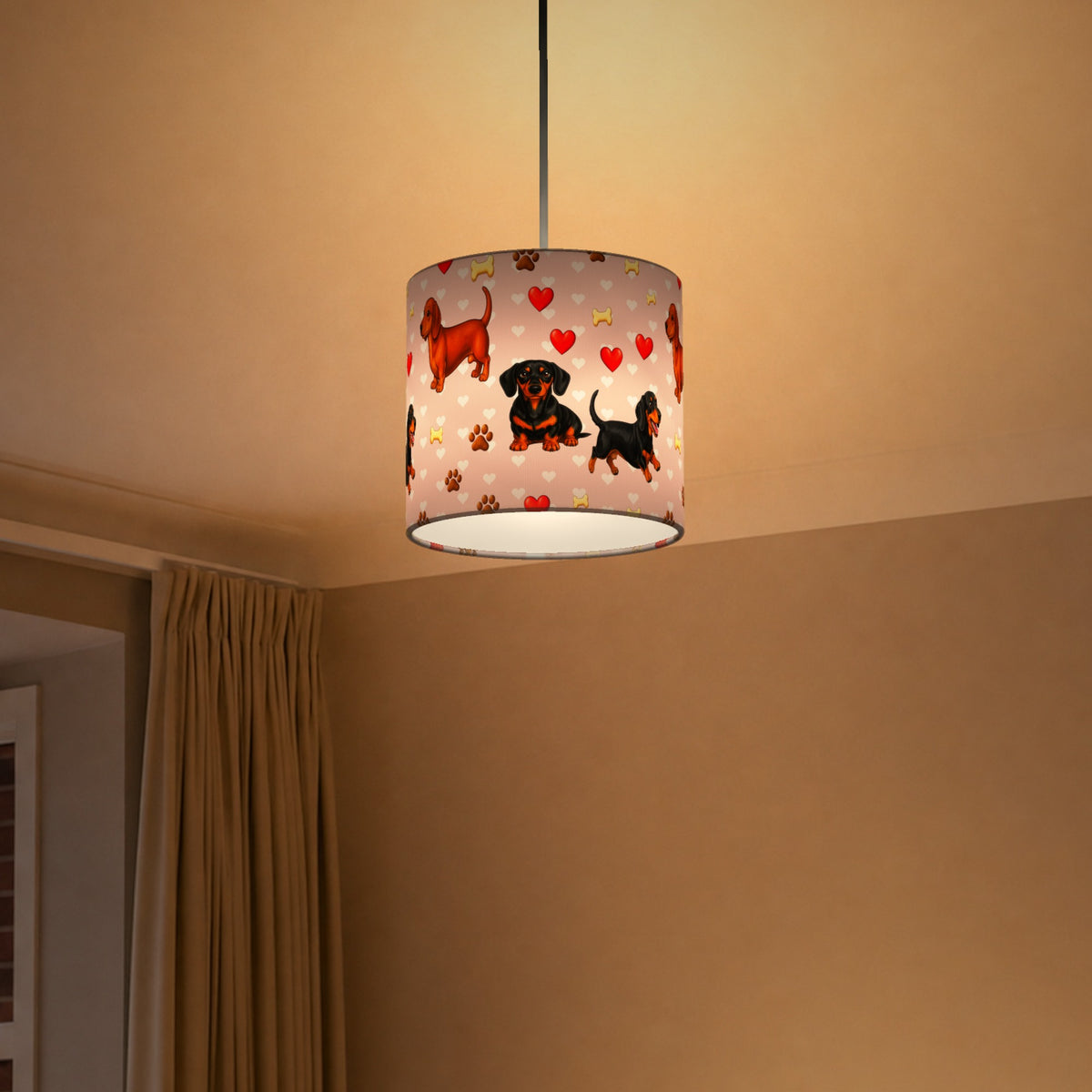 Blush Dachshund Love II lampshade - 20cm x 18.5cm Ceiling - photo 5
