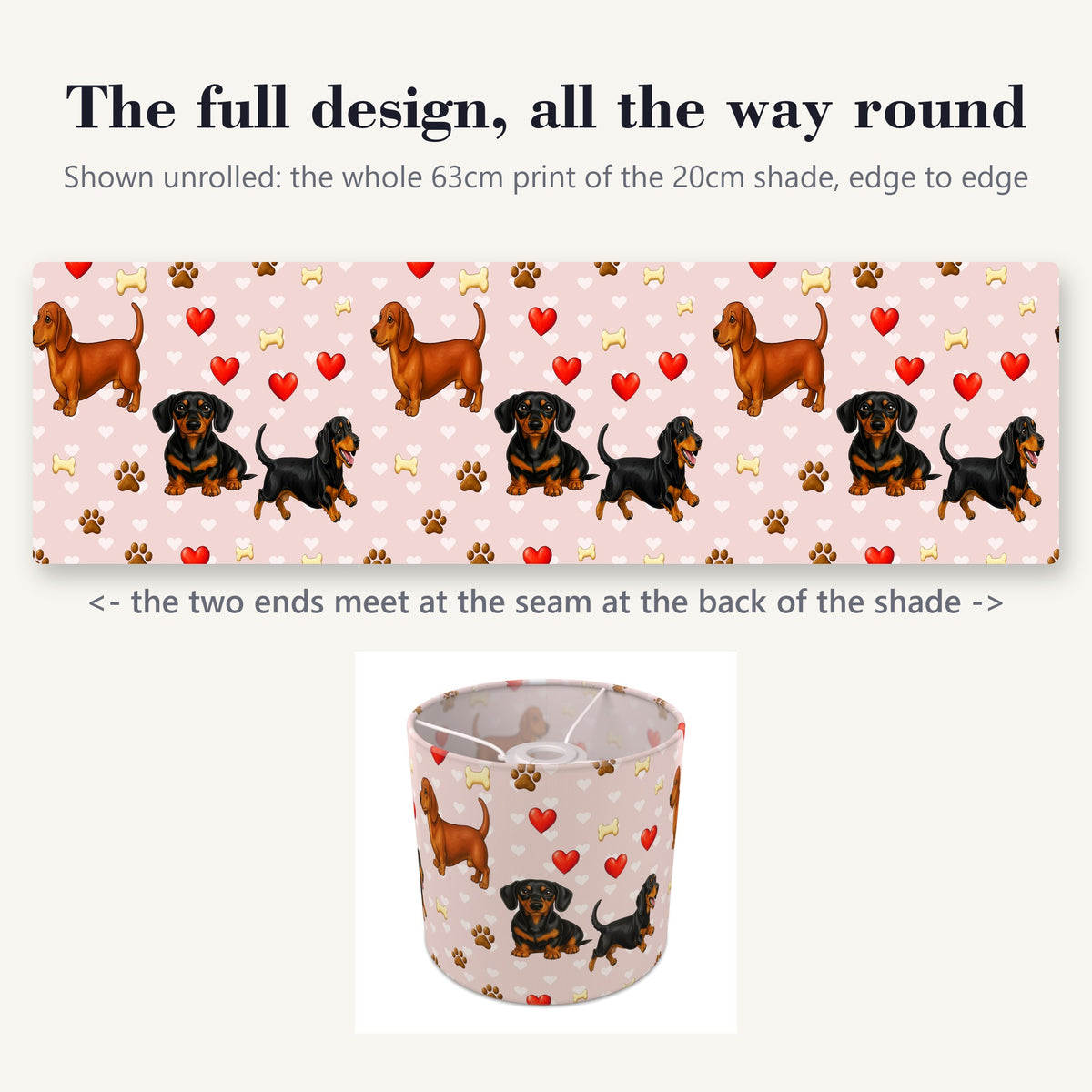 Blush Dachshund Love II lampshade - 20cm x 18.5cm Ceiling - photo 9