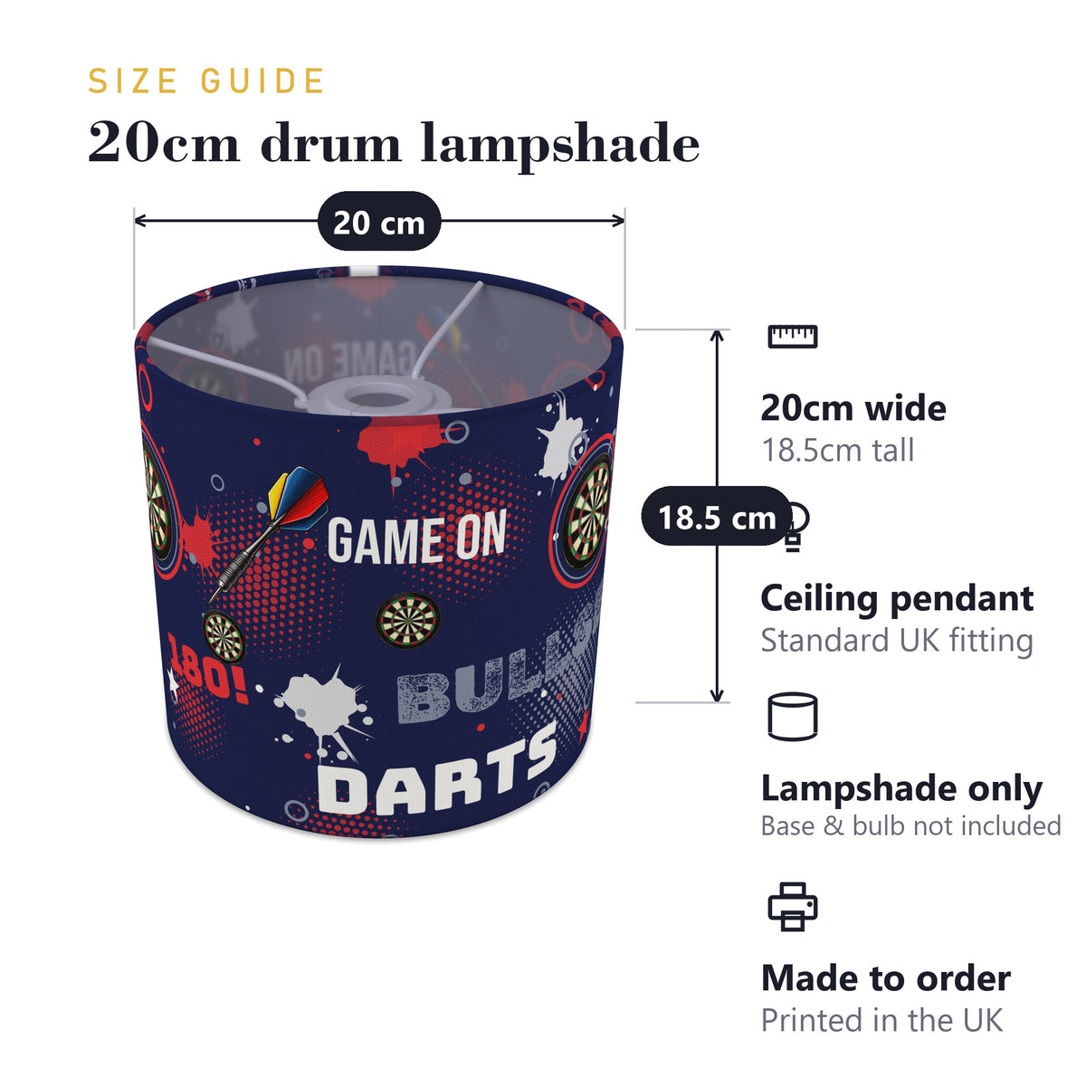 Navy Darts Night II lampshade - 20cm x 18.5cm Ceiling - photo 7