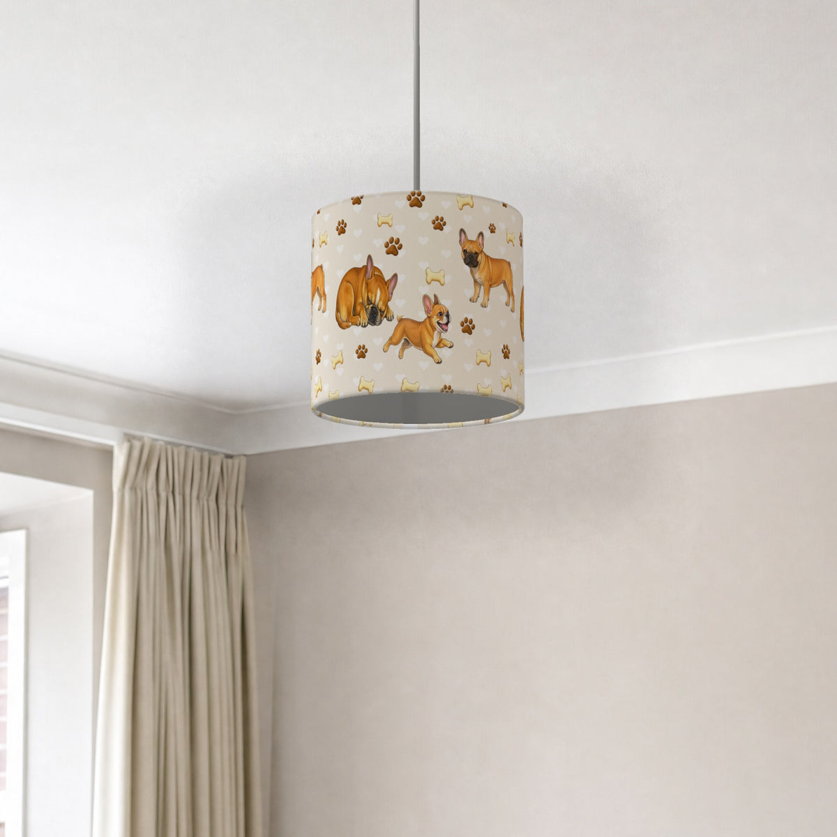 Cream French Bulldog Love II lampshade - 20cm x 18.5cm Ceiling - photo 2