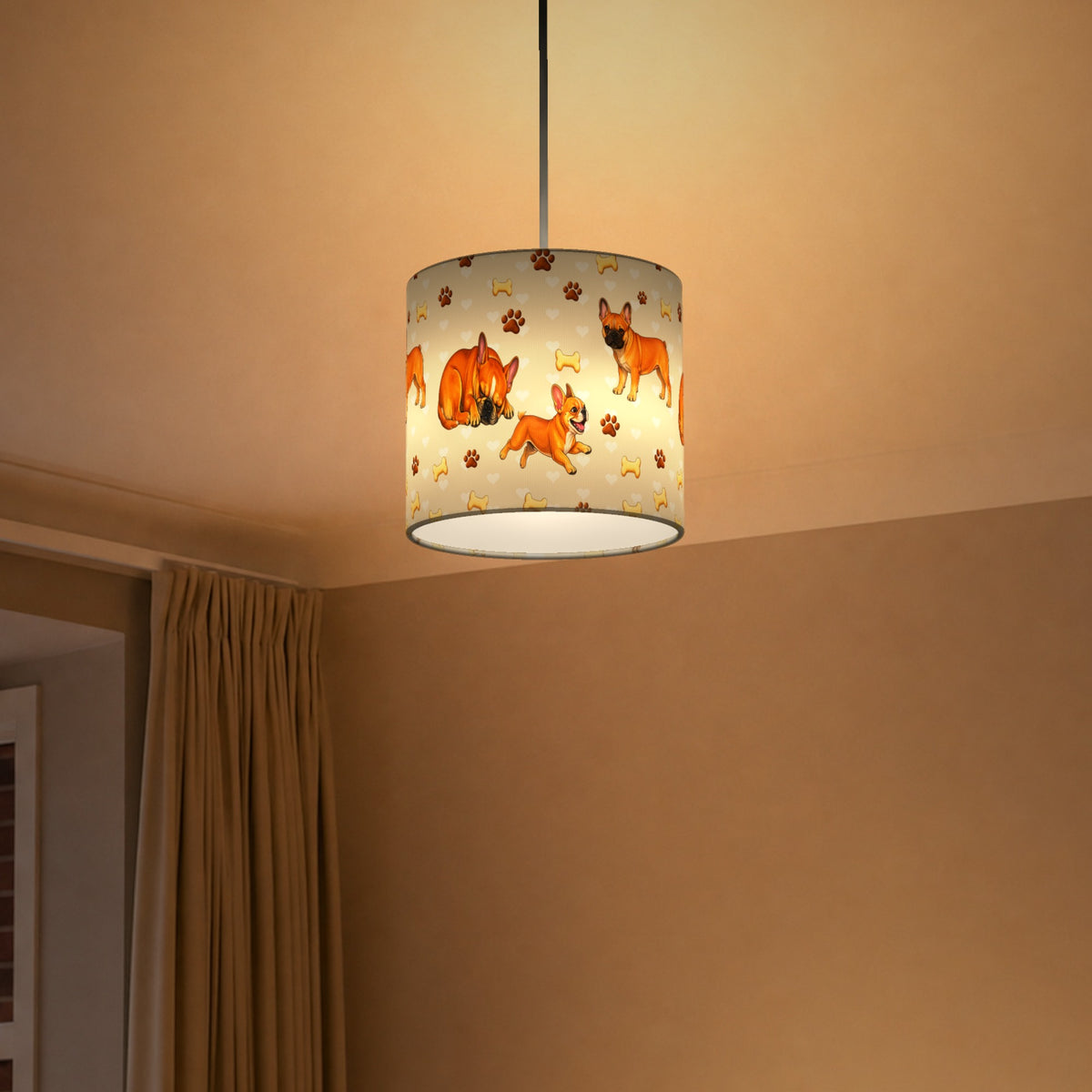 Cream French Bulldog Love II lampshade - 20cm x 18.5cm Ceiling - photo 5