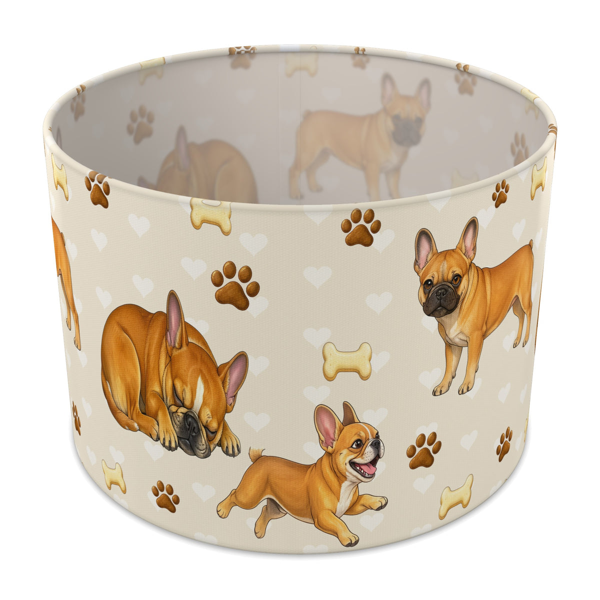 Cream French Bulldog Love II lampshade - 30cm x 21cm Table