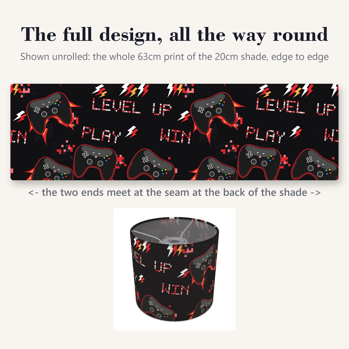 Black Game On II lampshade - 20cm x 18.5cm Ceiling - photo 9