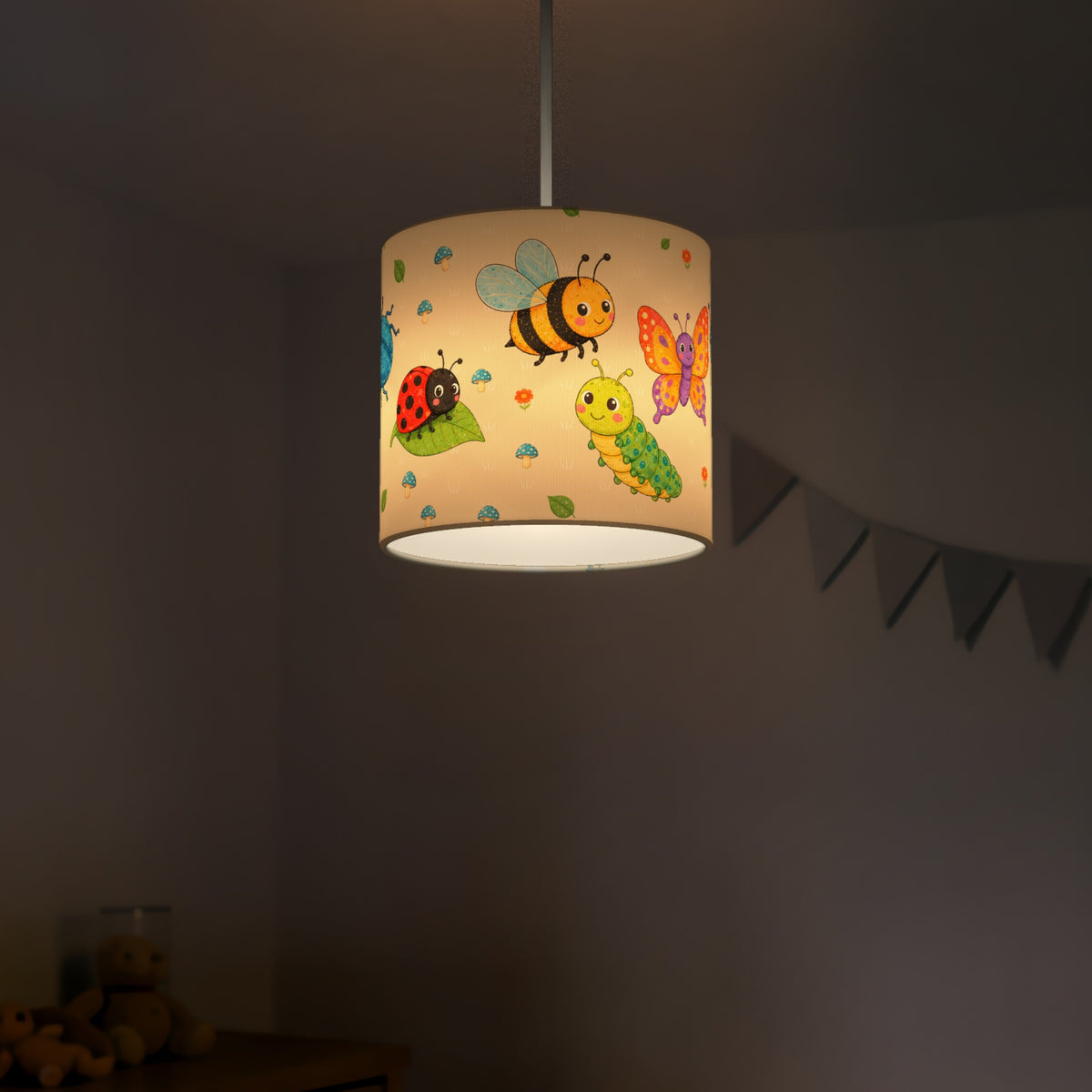 Cream Garden Bugs II lampshade - 20cm x 18.5cm Ceiling - photo 5