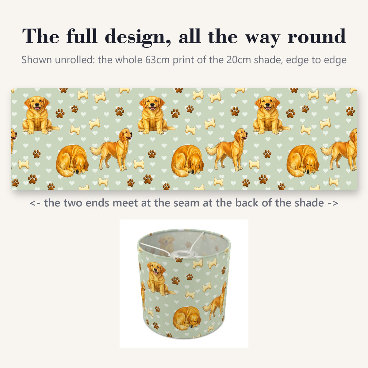 Sage Golden Retriever Love II lampshade - 20cm x 18.5cm Ceiling - photo 9