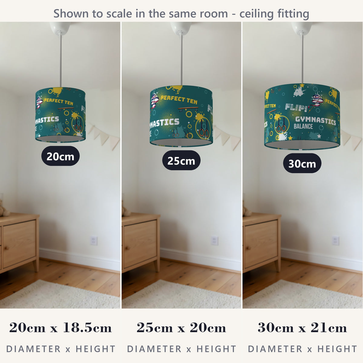 Teal Gymnastics Star II lampshade - 20cm x 18.5cm Ceiling - photo 4