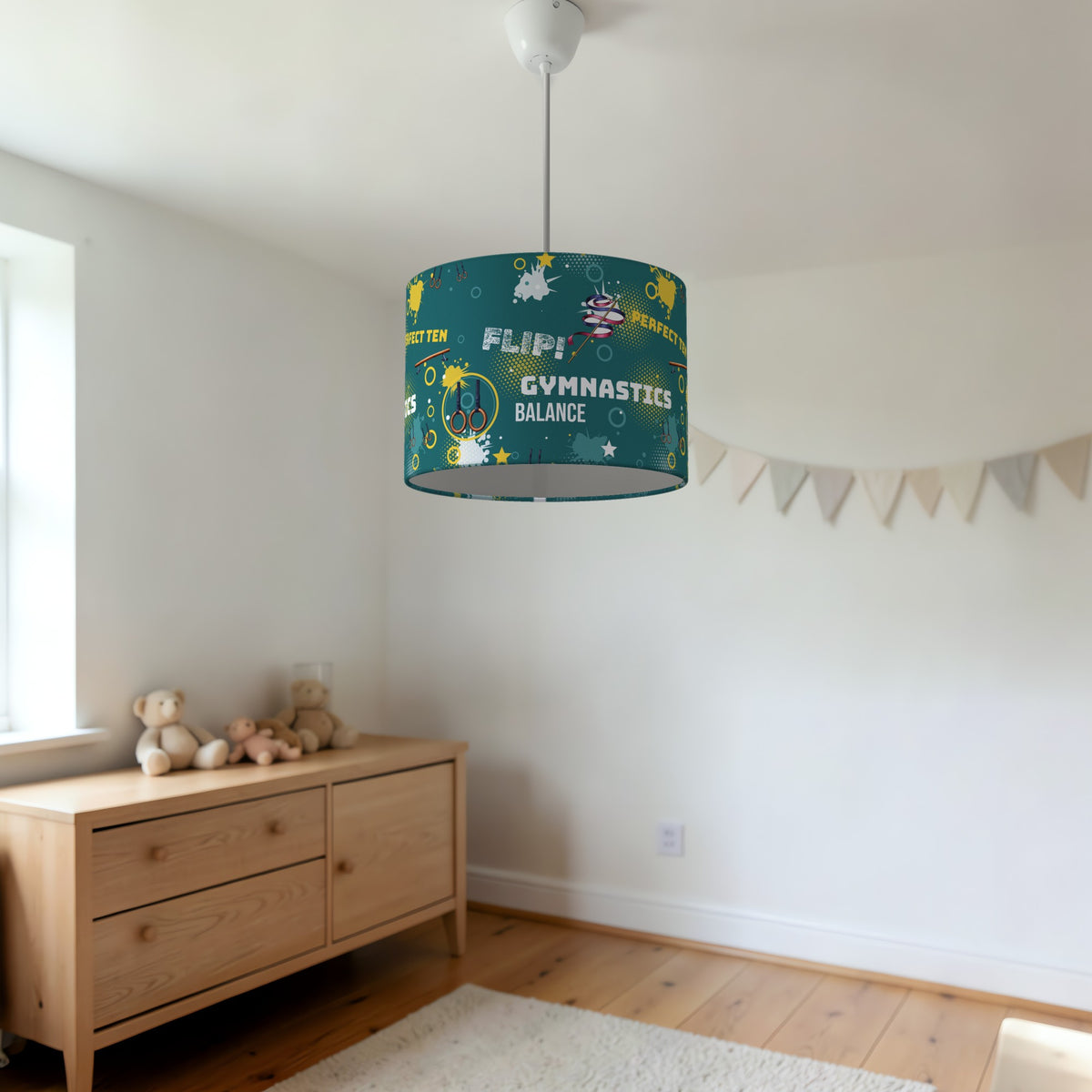 Teal Gymnastics Star II lampshade - 20cm x 18.5cm Ceiling - photo 3