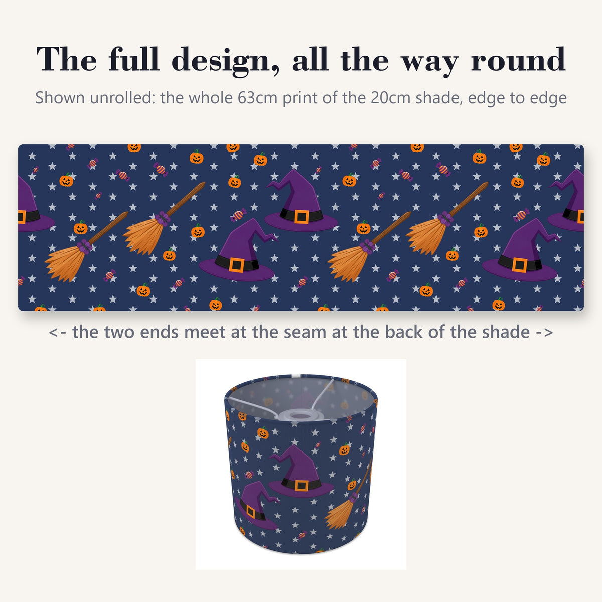 Navy Halloween II lampshade - 20cm x 18.5cm Ceiling - photo 9