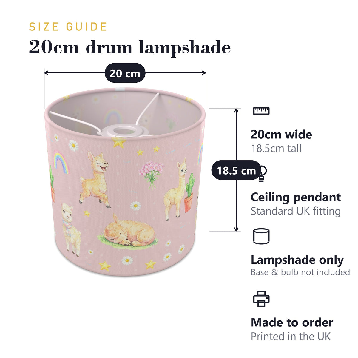 Blush Llama Love II lampshade - 20cm x 18.5cm Ceiling - photo 7