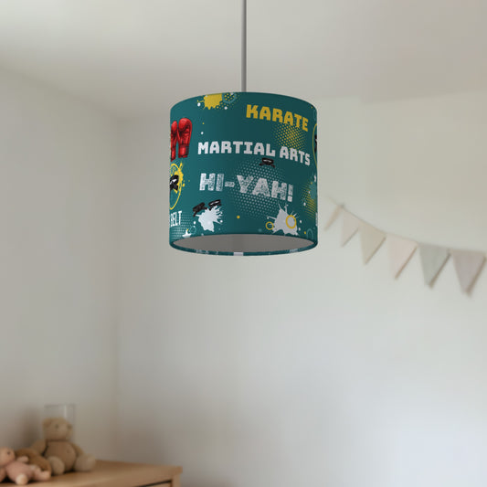 Teal Karate Kid II lampshade - 20cm x 18.5cm Ceiling - photo 2